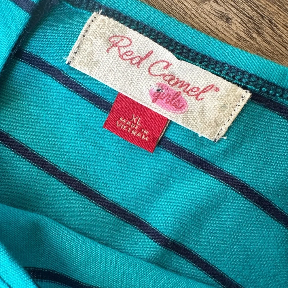 Red Camel Teal Striped Kids Dress